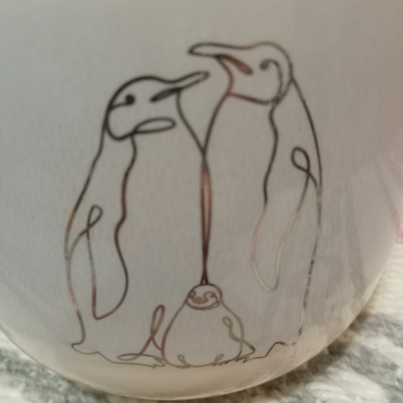 4/$15 Place and Time mug with Penguin family Blue & White Silver Outline - Picture 2 of 6
